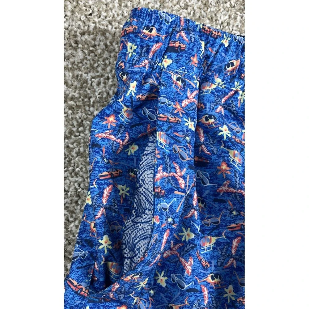 Peter Millar Swim Trunks‎ Men's XL Sunglasses Sports Car Helicopter Blue Print